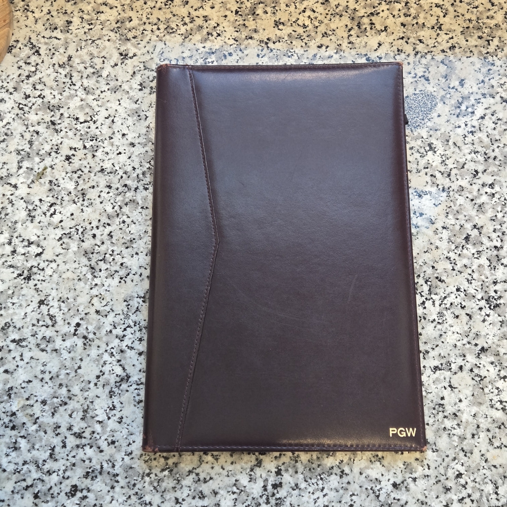​Vintage Burgundy Leather Portfolio / Padfolio - Monogrammed "PGW"